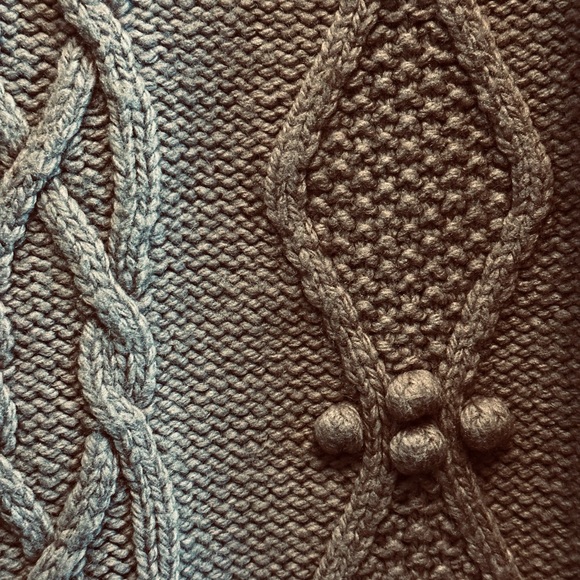 Ann Taylor LOFT Turtleneck Cable Popcorn Knit Lambswool Taupe Like-New Sz M - Picture 5 of 12